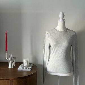 SKIMS Heather Gray Long Sleeve Crewneck Top